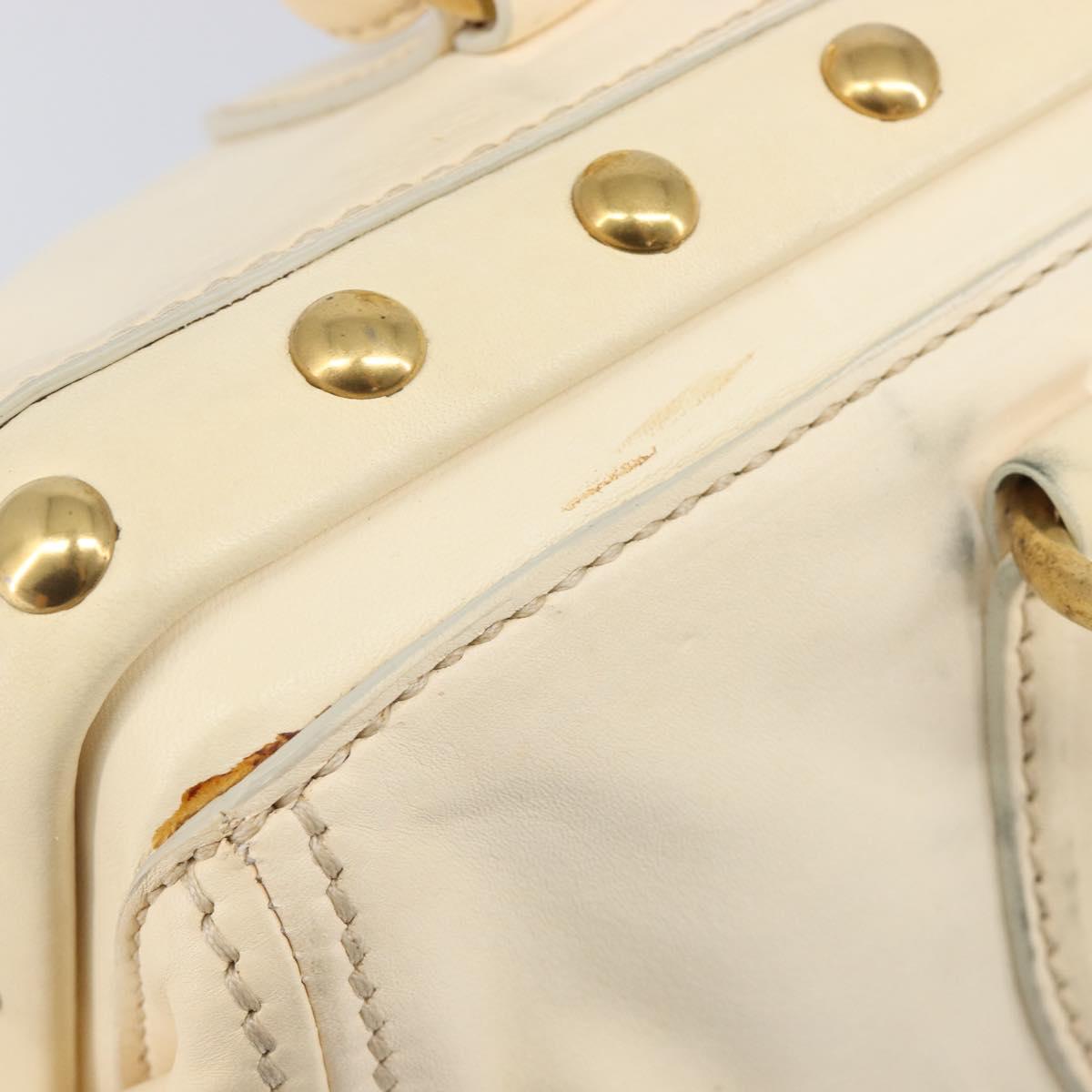 Miu Miu Hand Bag Leather Ivory Gold Auth 206112A