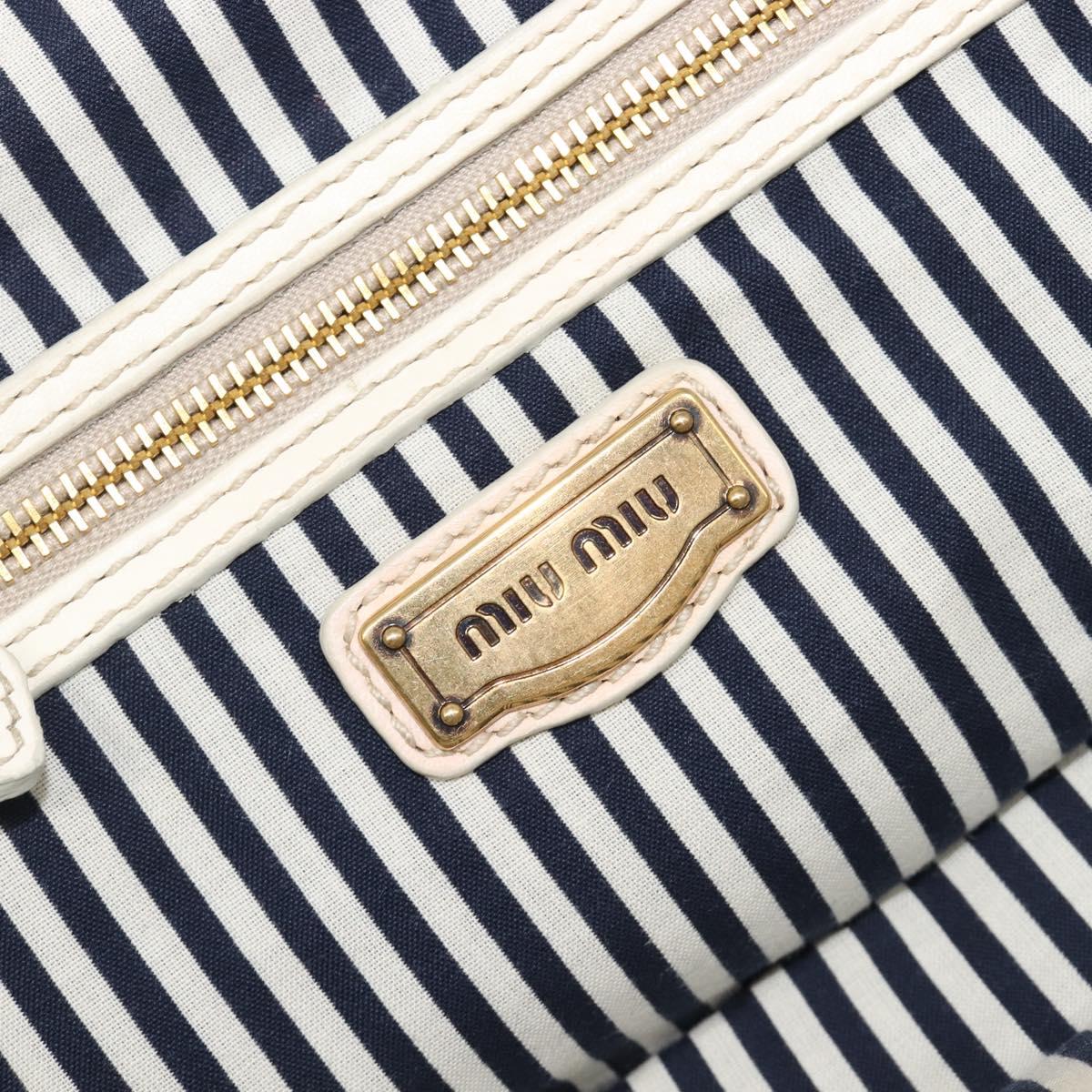 Miu Miu Hand Bag Leather Ivory Gold Auth 206112A