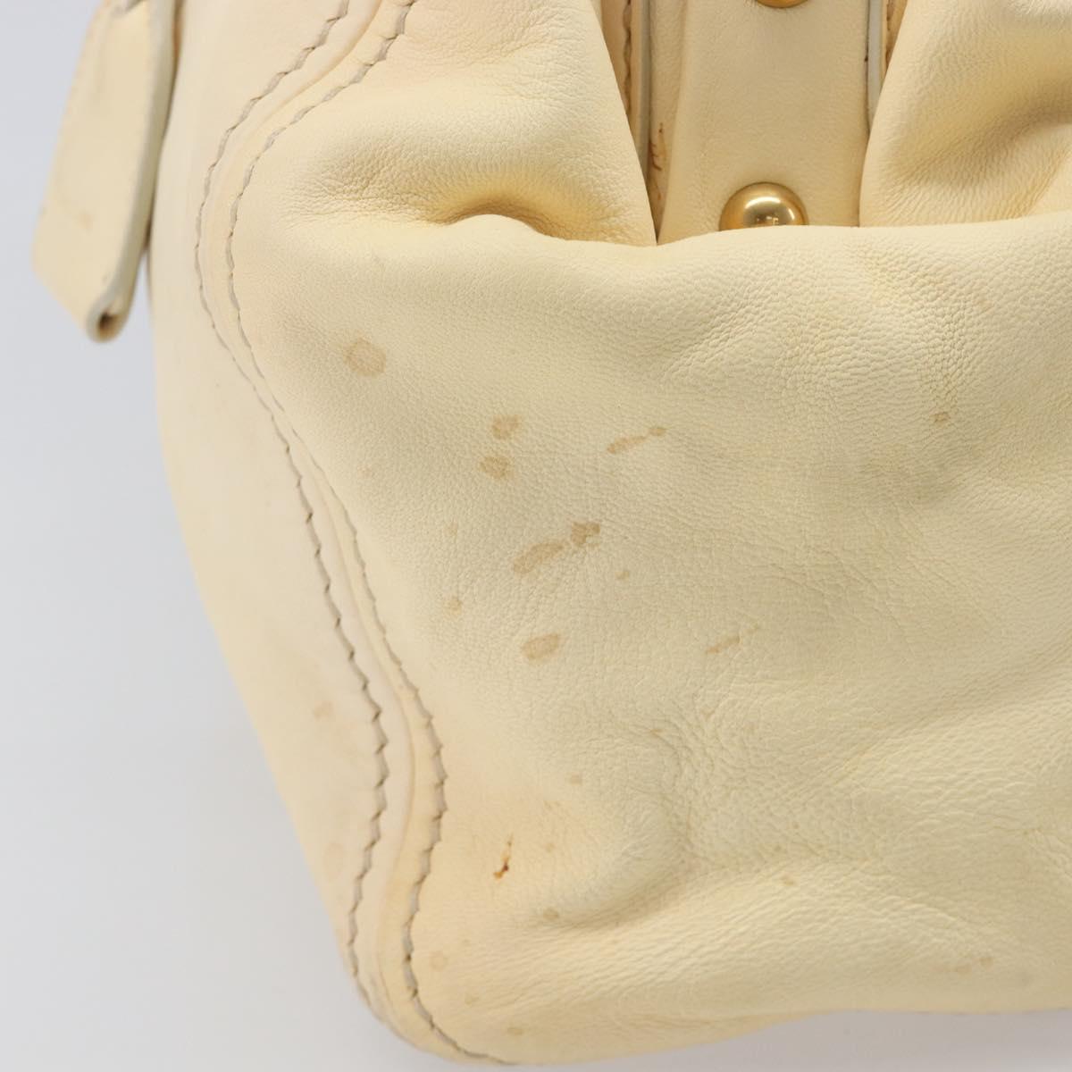 Miu Miu Hand Bag Leather Ivory Gold Auth 206112A