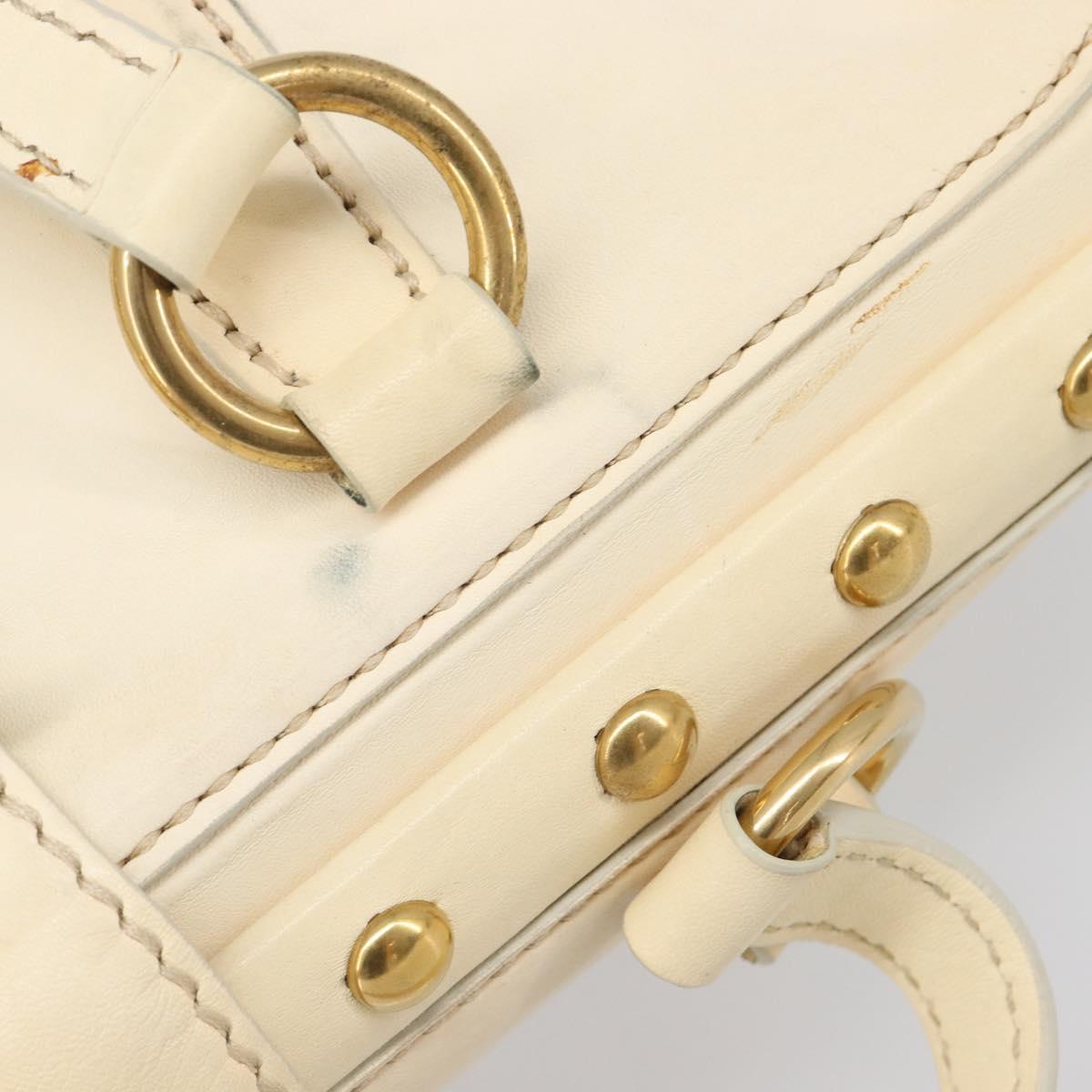 Miu Miu Hand Bag Leather Ivory Gold Auth 206112A