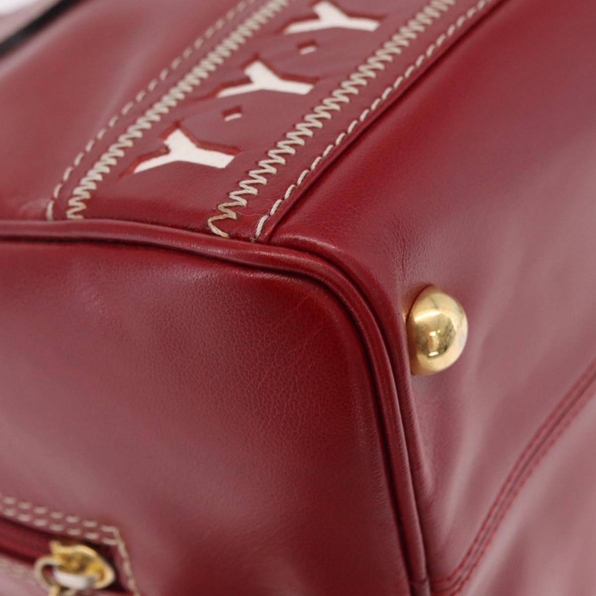 SAINT LAURENT Hand Bag Leather 2way Red Gold Auth 206113V