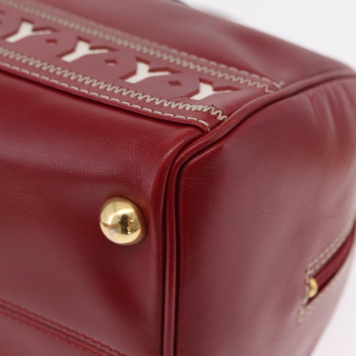 SAINT LAURENT Hand Bag Leather 2way Red Gold Auth 206113V