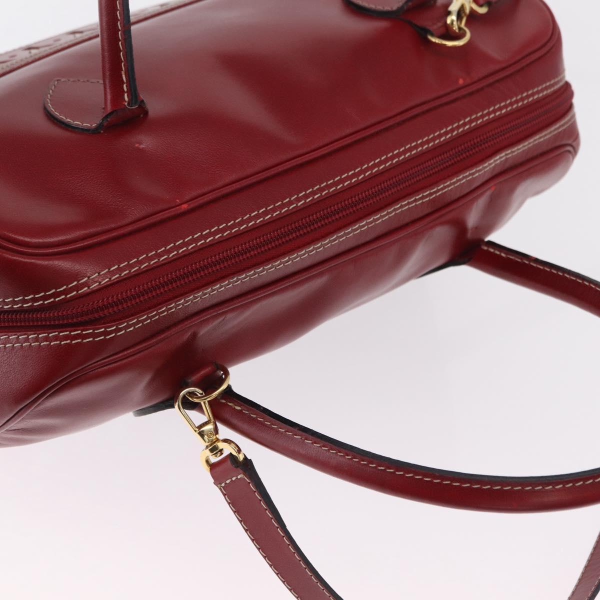 SAINT LAURENT Hand Bag Leather 2way Red Gold Auth 206113V