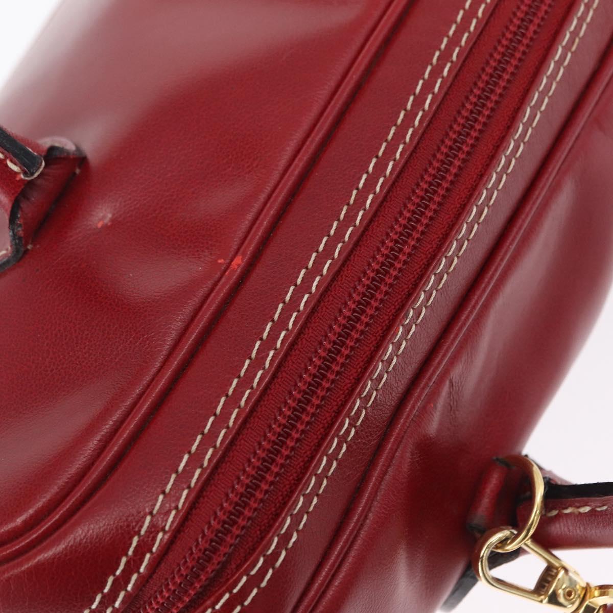 SAINT LAURENT Hand Bag Leather 2way Red Gold Auth 206113V
