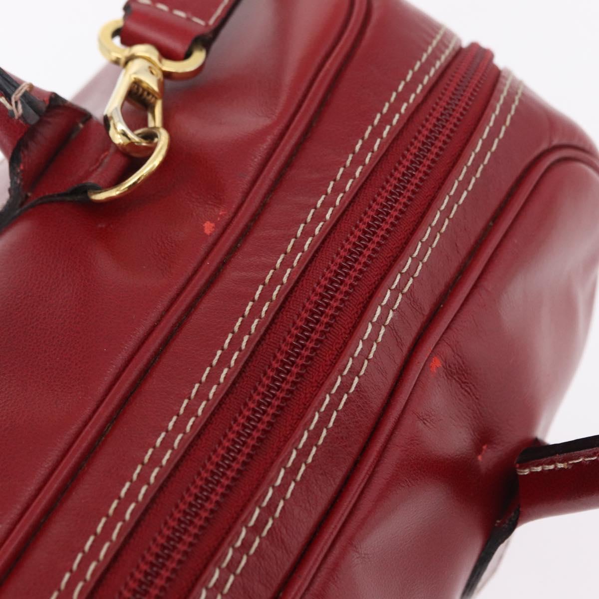 SAINT LAURENT Hand Bag Leather 2way Red Gold Auth 206113V
