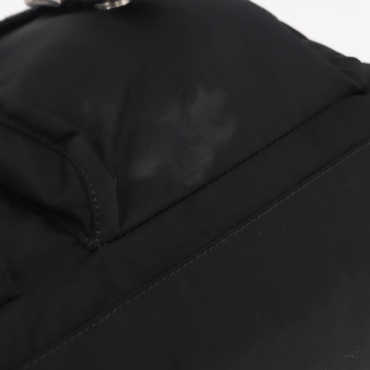 PRADA Tote Bag Nylon Black Silver Auth 206115V