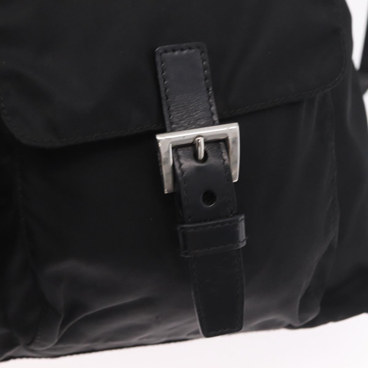 PRADA Tote Bag Nylon Black Silver Auth 206115V