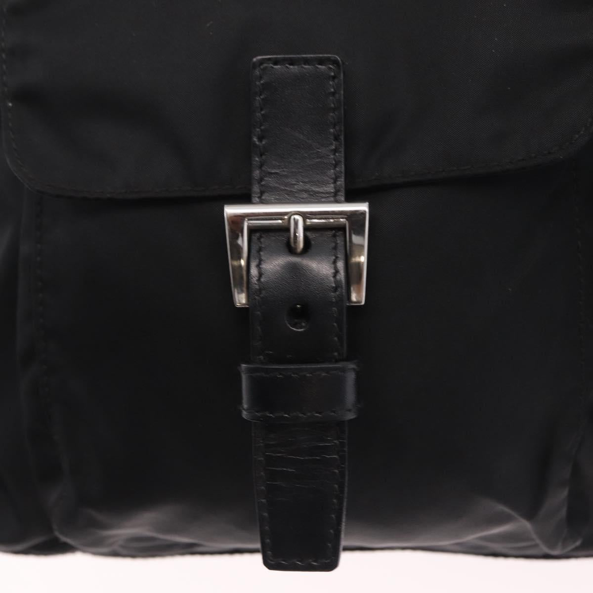 PRADA Tote Bag Nylon Black Silver Auth 206115V