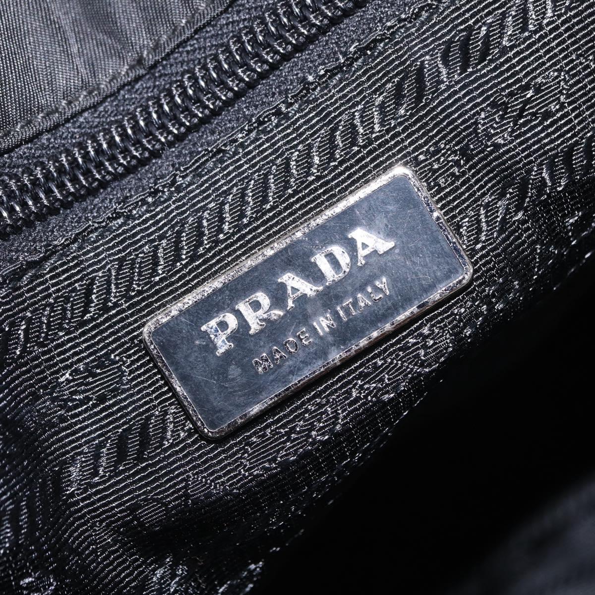 PRADA Tote Bag Nylon Black Silver Auth 206115V