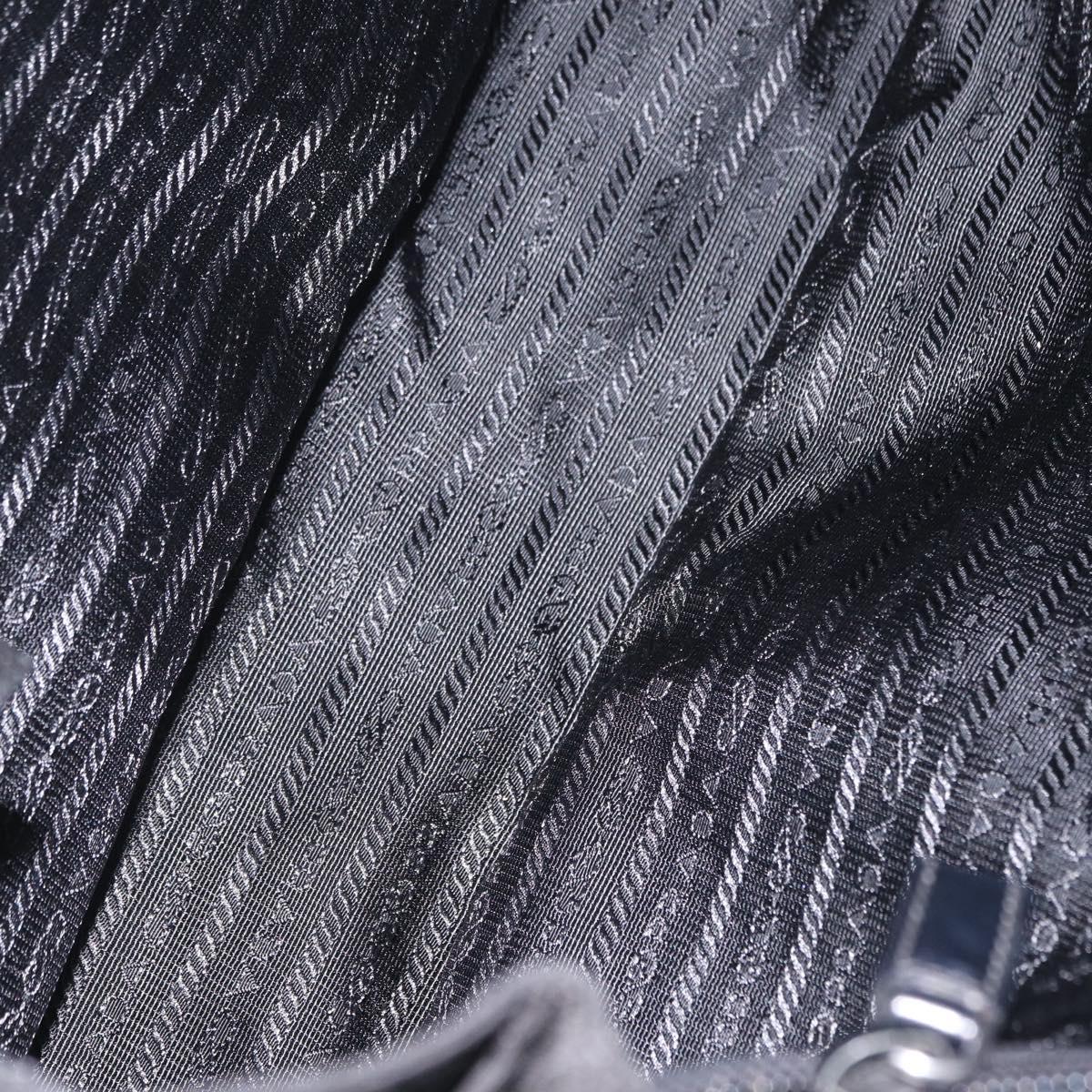 PRADA Tote Bag Nylon Black Silver Auth 206115V