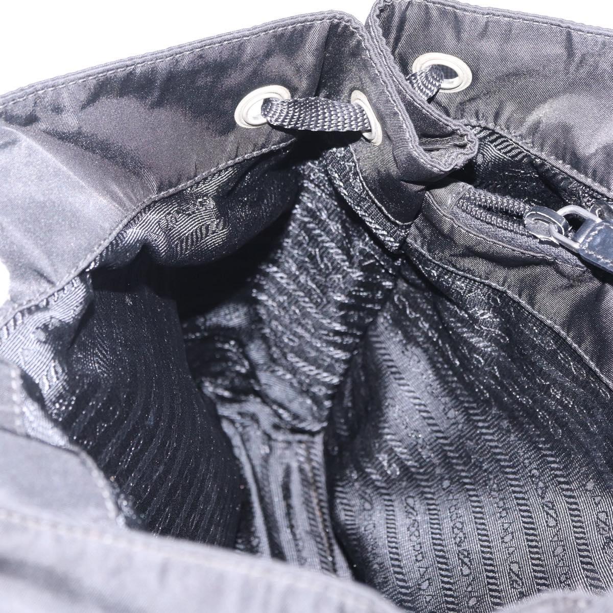 PRADA Tote Bag Nylon Black Silver Auth 206115V