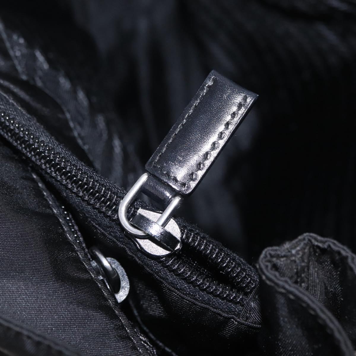 PRADA Tote Bag Nylon Black Silver Auth 206115V