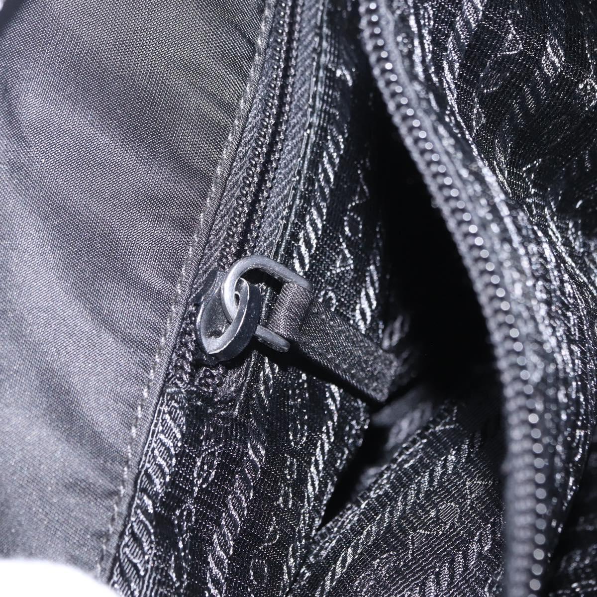 PRADA Tote Bag Nylon Black Silver Auth 206115V