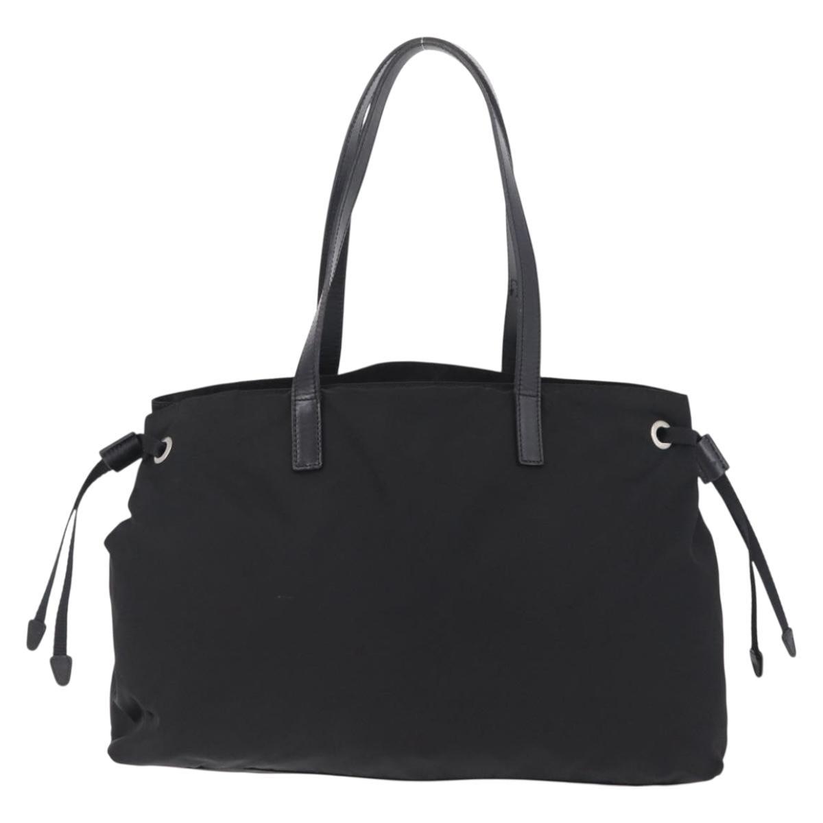 PRADA Tote Bag Nylon Black Silver Auth 206115V