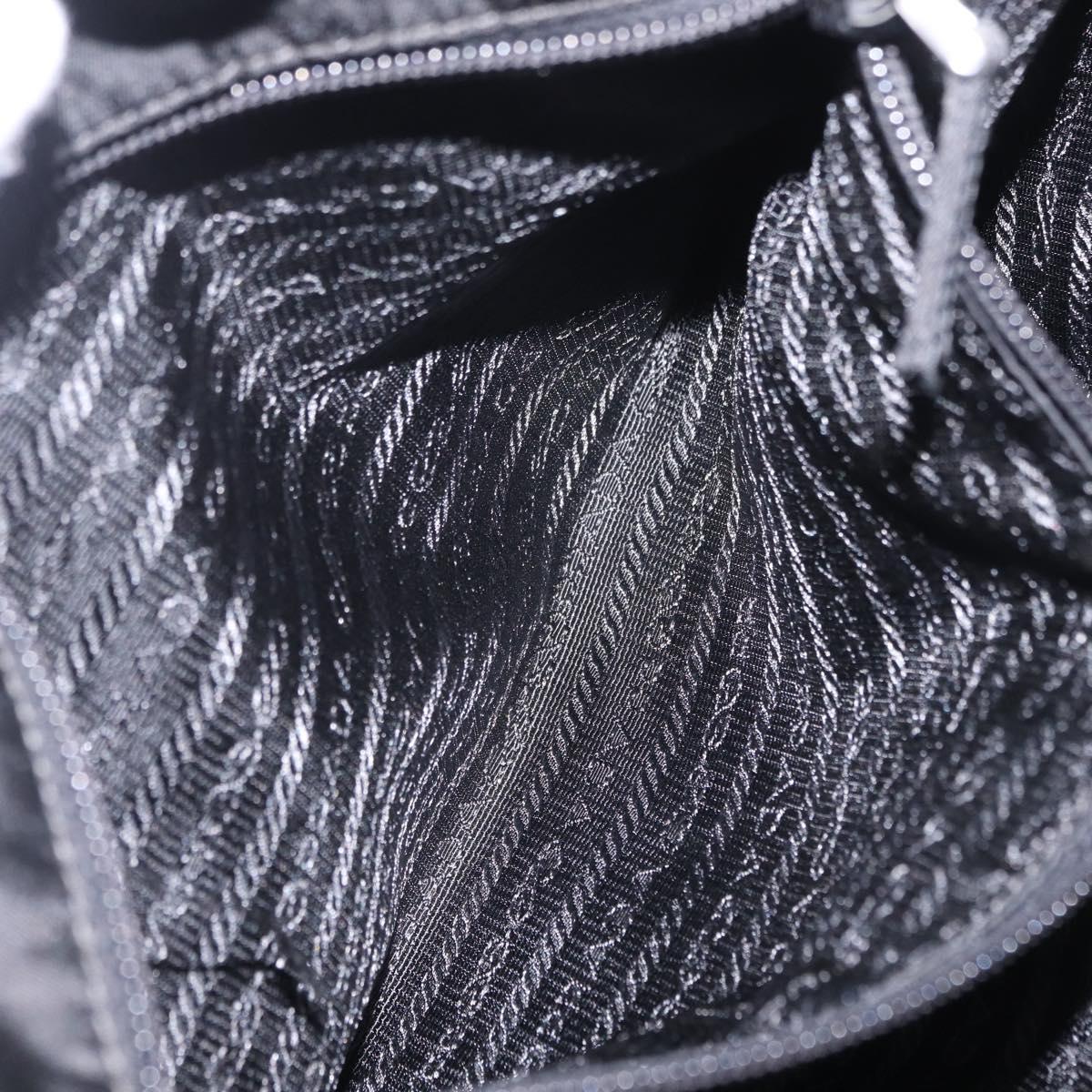 PRADA Tote Bag Nylon Black Silver Auth 206115V