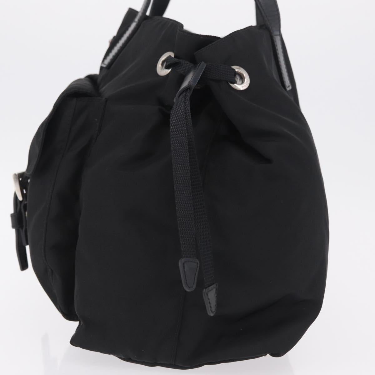 PRADA Tote Bag Nylon Black Silver Auth 206115V