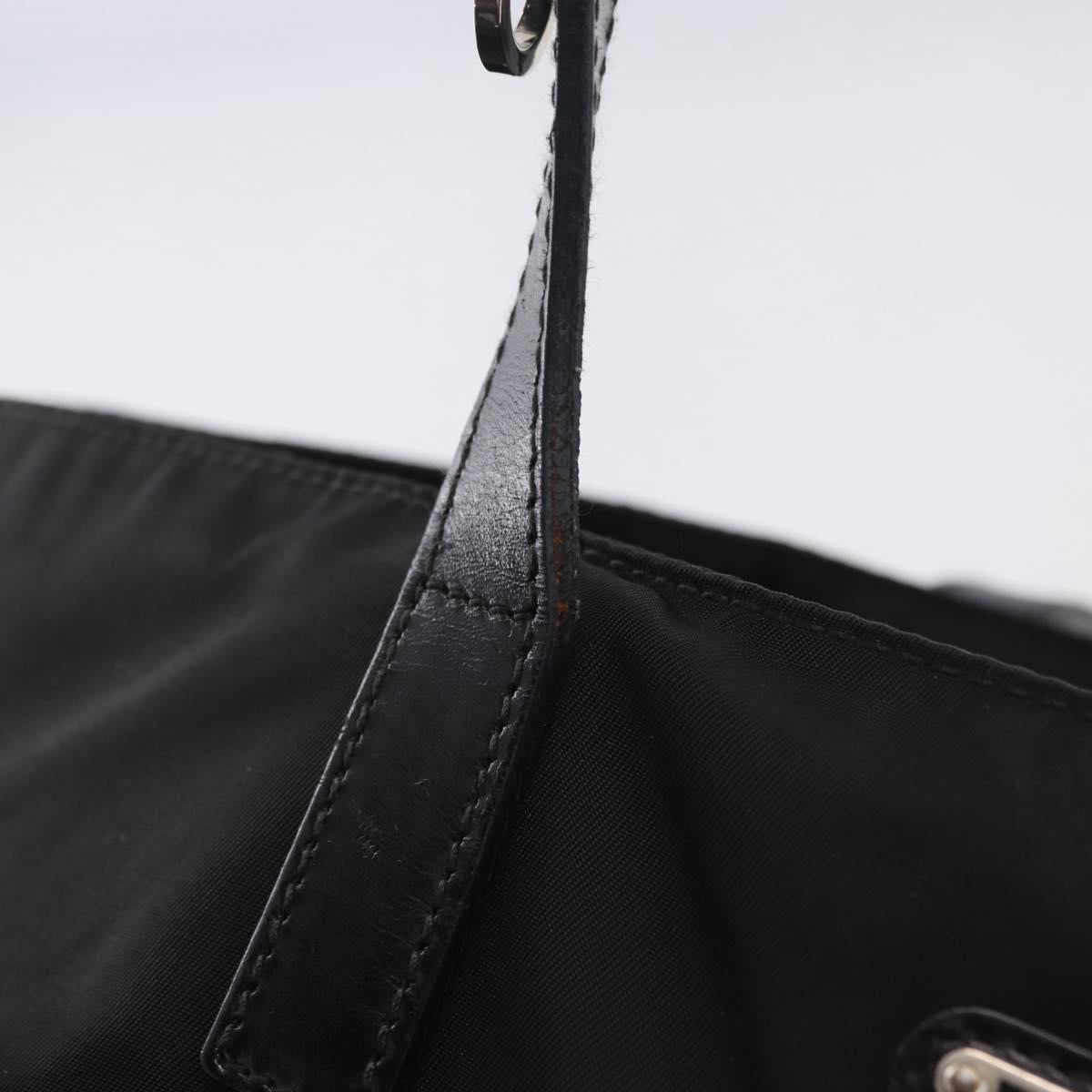 PRADA Tote Bag Nylon Black Silver Auth 206115V