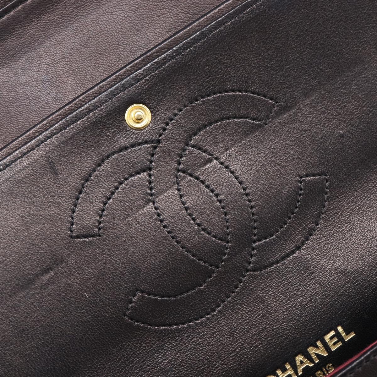 CHANEL Matelasse Chain Shoulder Bag Lamb Skin Vintage Black Gold CC Auth 206116V