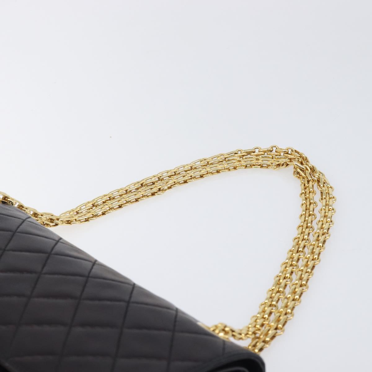 CHANEL Matelasse Chain Shoulder Bag Lamb Skin Vintage Black Gold CC Auth 206116V