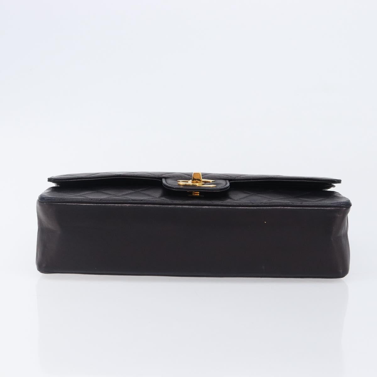 CHANEL Matelasse Chain Shoulder Bag Lamb Skin Vintage Black Gold CC Auth 206116V