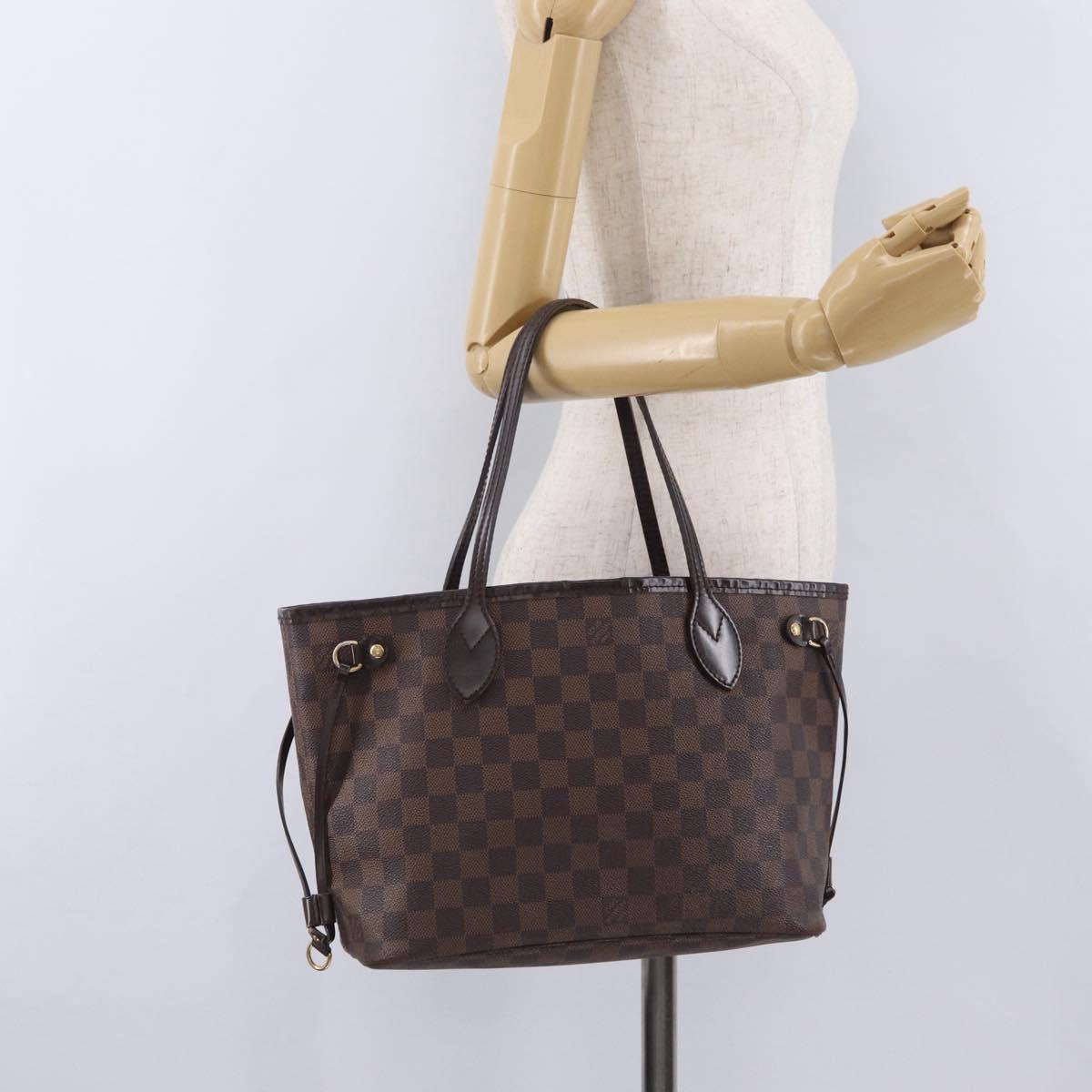 LOUIS VUITTON Damier Ebene Neverfull PM Tote Bag N51109 LV Auth 206118