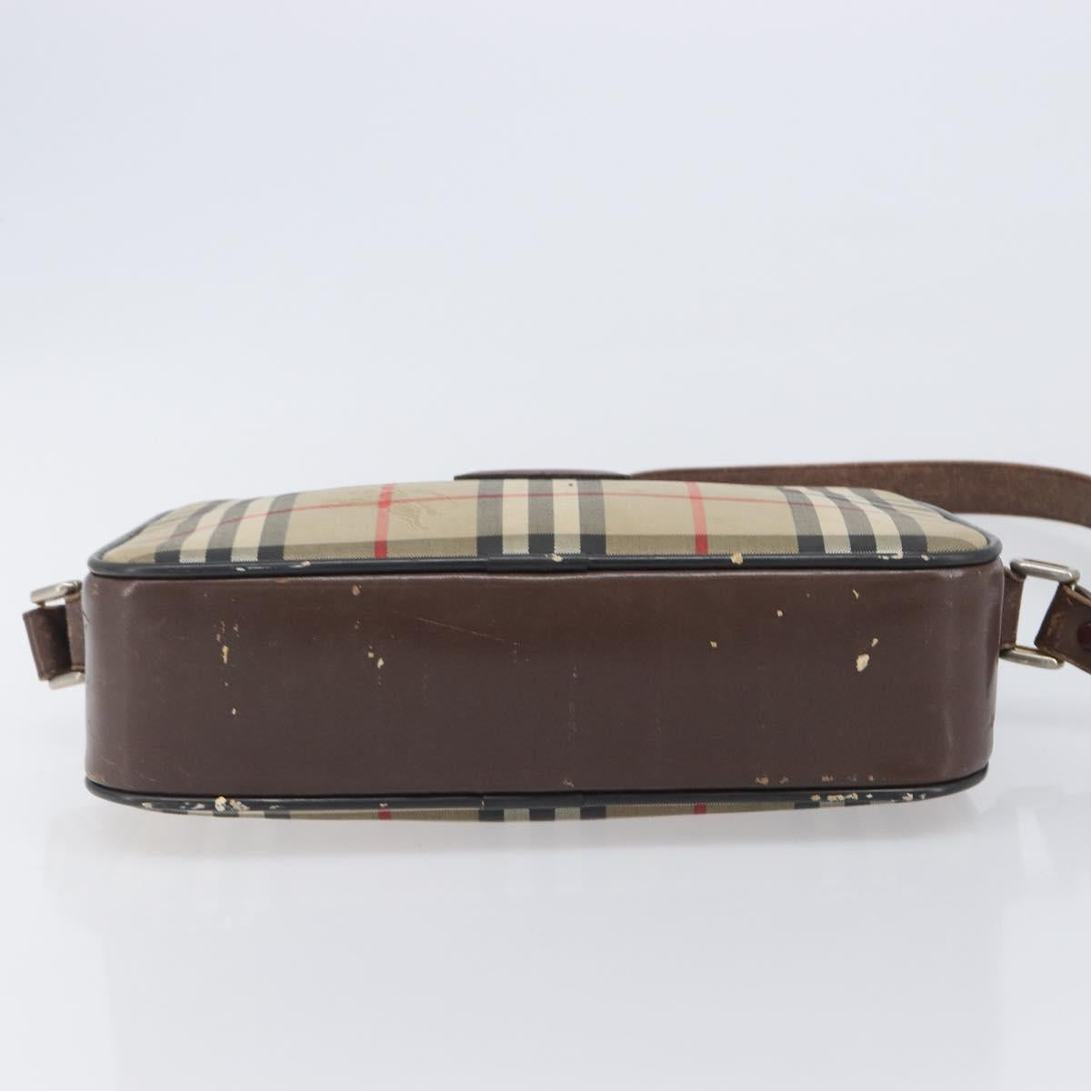 Burberrys Nova Check Shoulder Bag Canvas Beige Gold Auth 206119