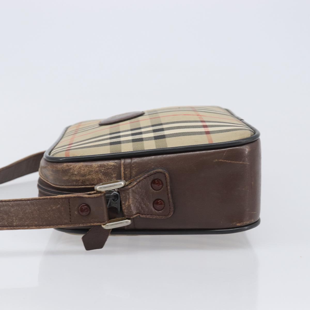 Burberrys Nova Check Shoulder Bag Canvas Beige Gold Auth 206119