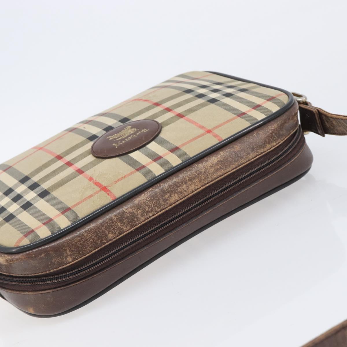 Burberrys Nova Check Shoulder Bag Canvas Beige Gold Auth 206119