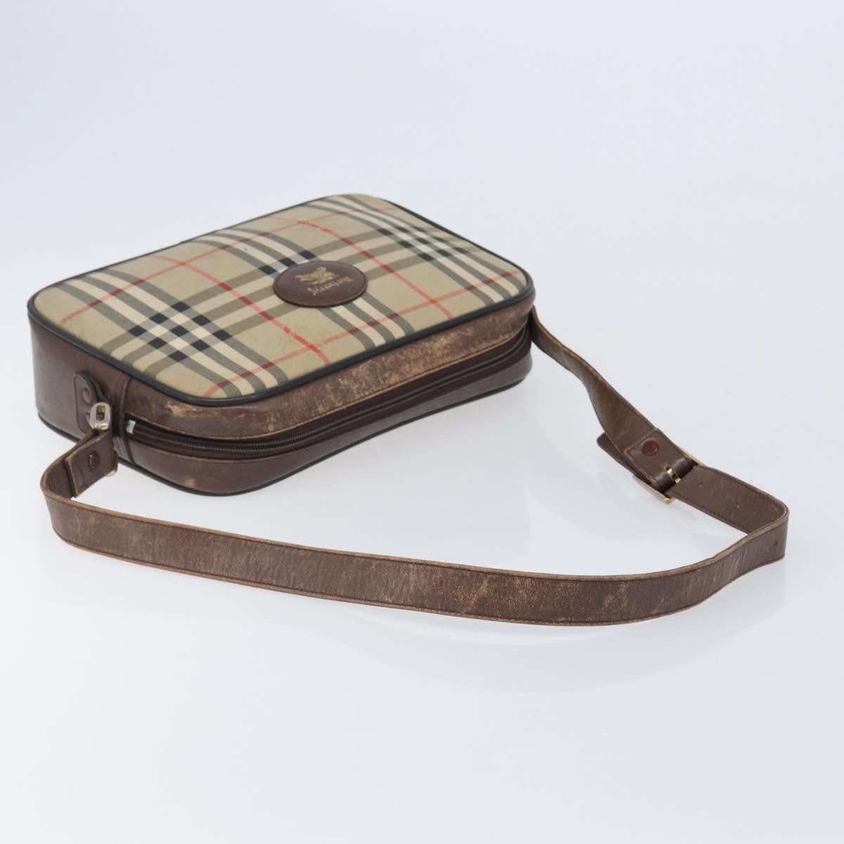 Burberrys Nova Check Shoulder Bag Canvas Beige Gold Auth 206119