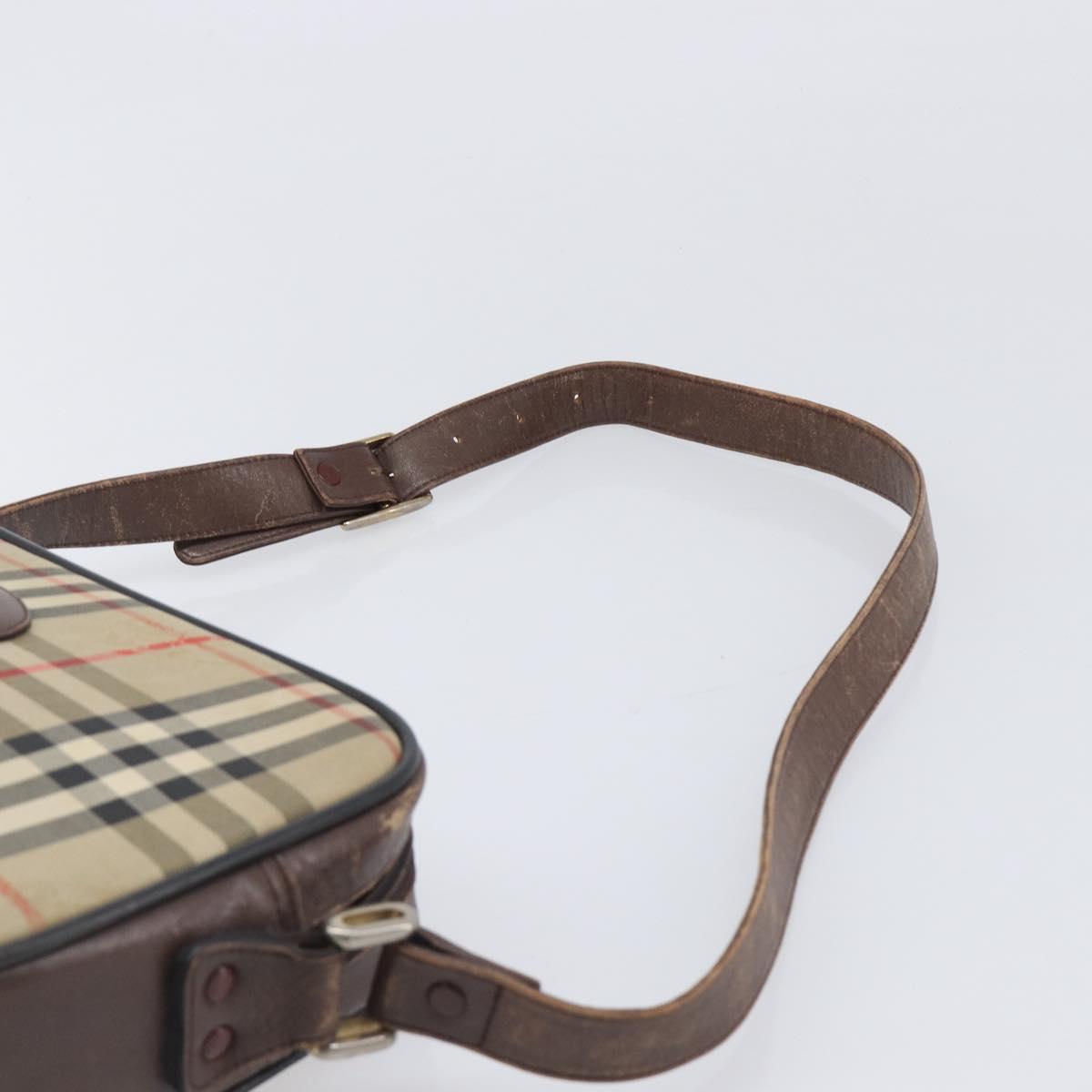 Burberrys Nova Check Shoulder Bag Canvas Beige Gold Auth 206119