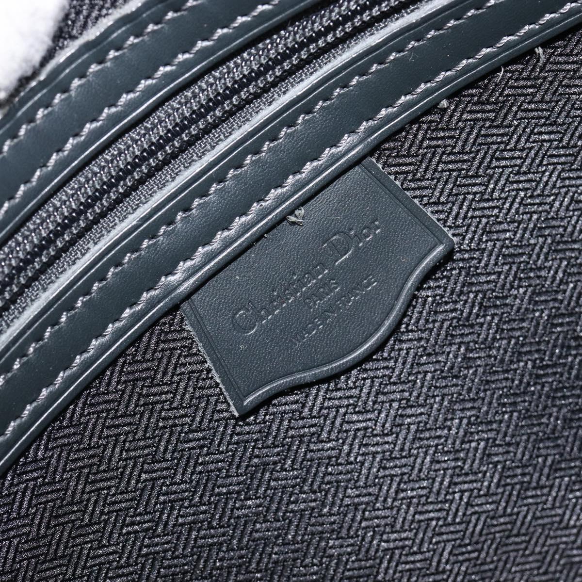 Christian Dior Trotter Canvas Shoulder Bag Black Gold Auth 206120V