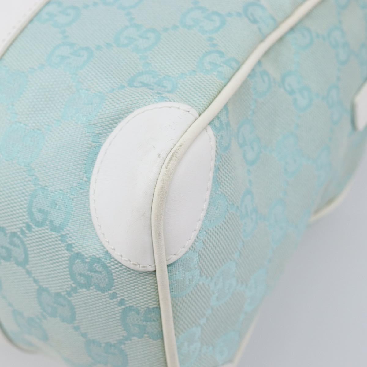 GUCCI GG Canvas Hand Bag Light Blue Gold 000 0851 Auth 206122A