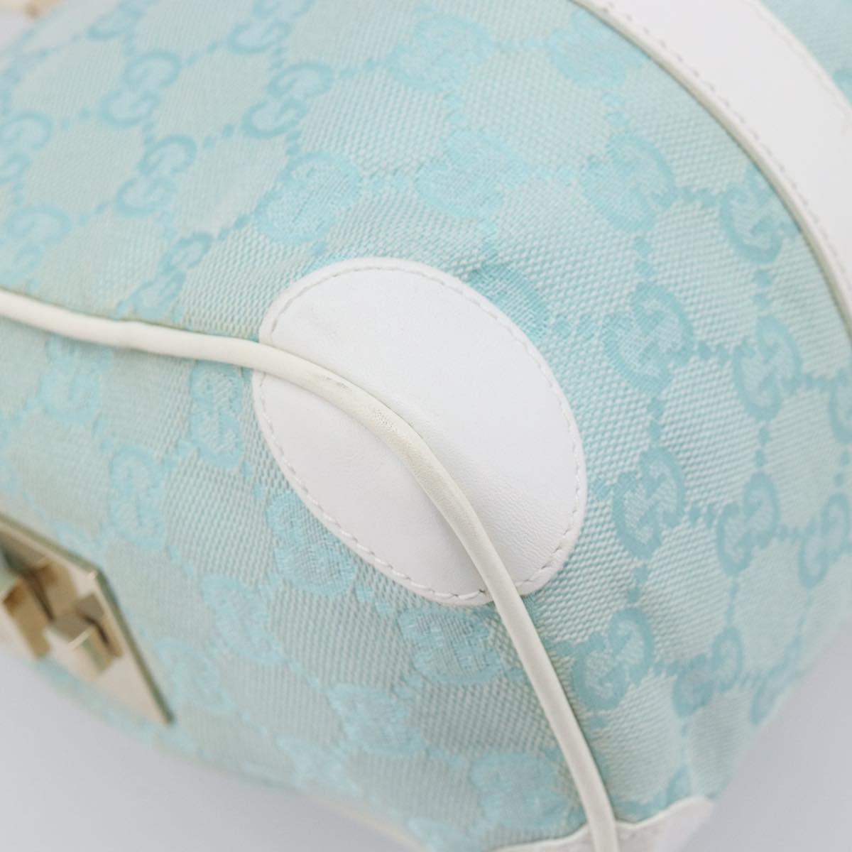 GUCCI GG Canvas Hand Bag Light Blue Gold 000 0851 Auth 206122A