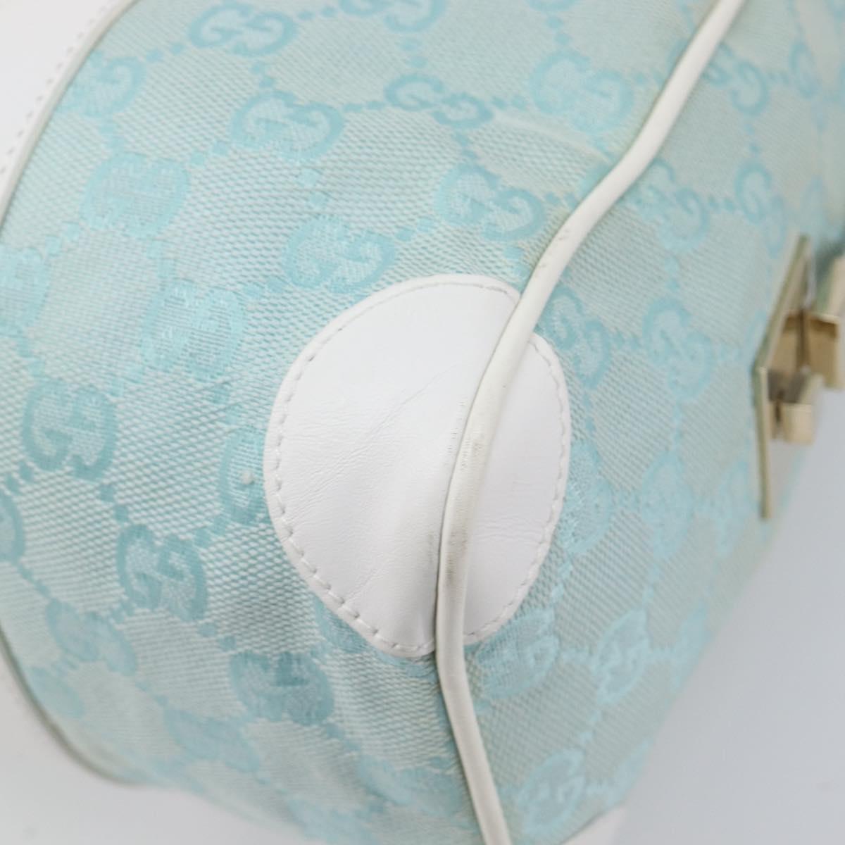 GUCCI GG Canvas Hand Bag Light Blue Gold 000 0851 Auth 206122A