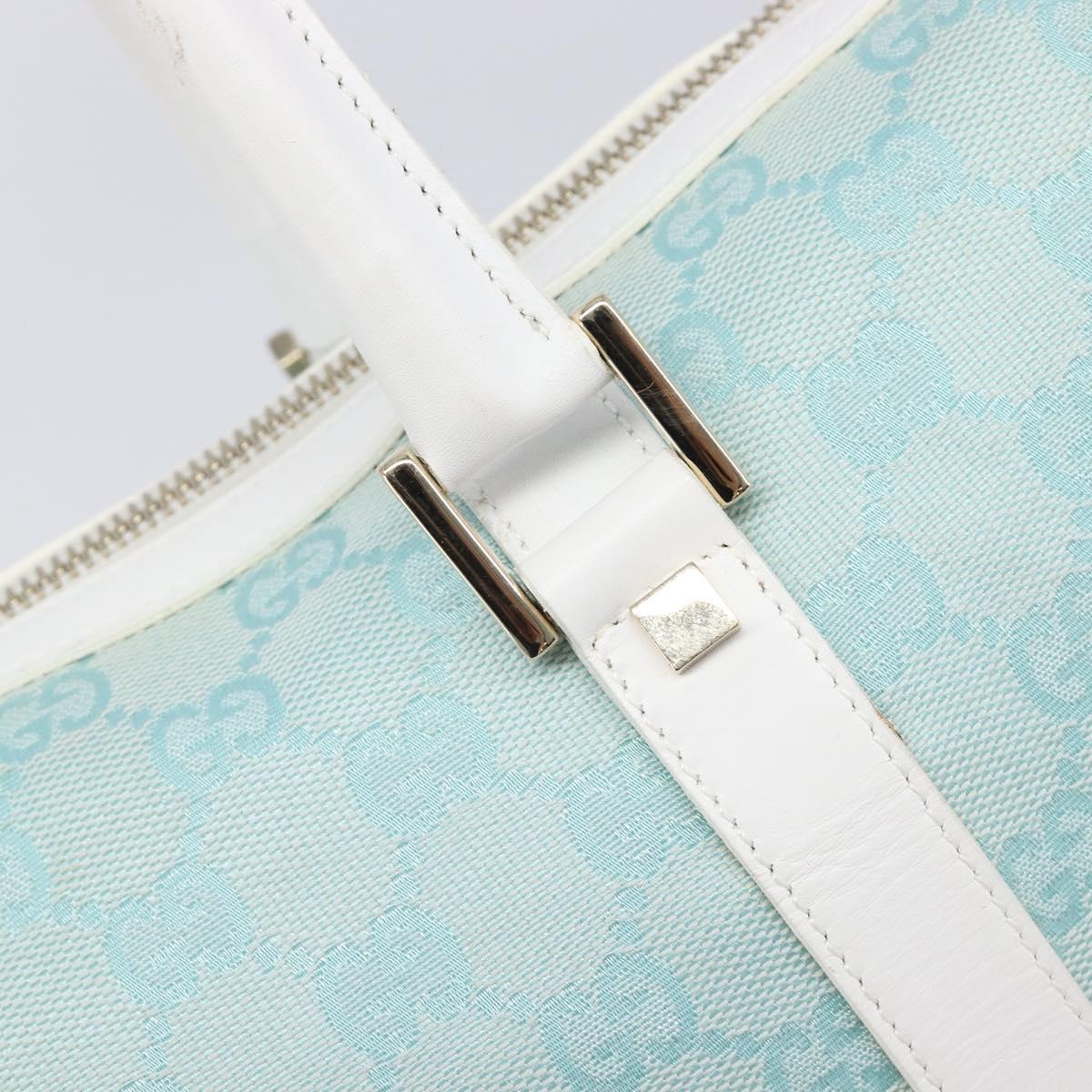 GUCCI GG Canvas Hand Bag Light Blue Gold 000 0851 Auth 206122A