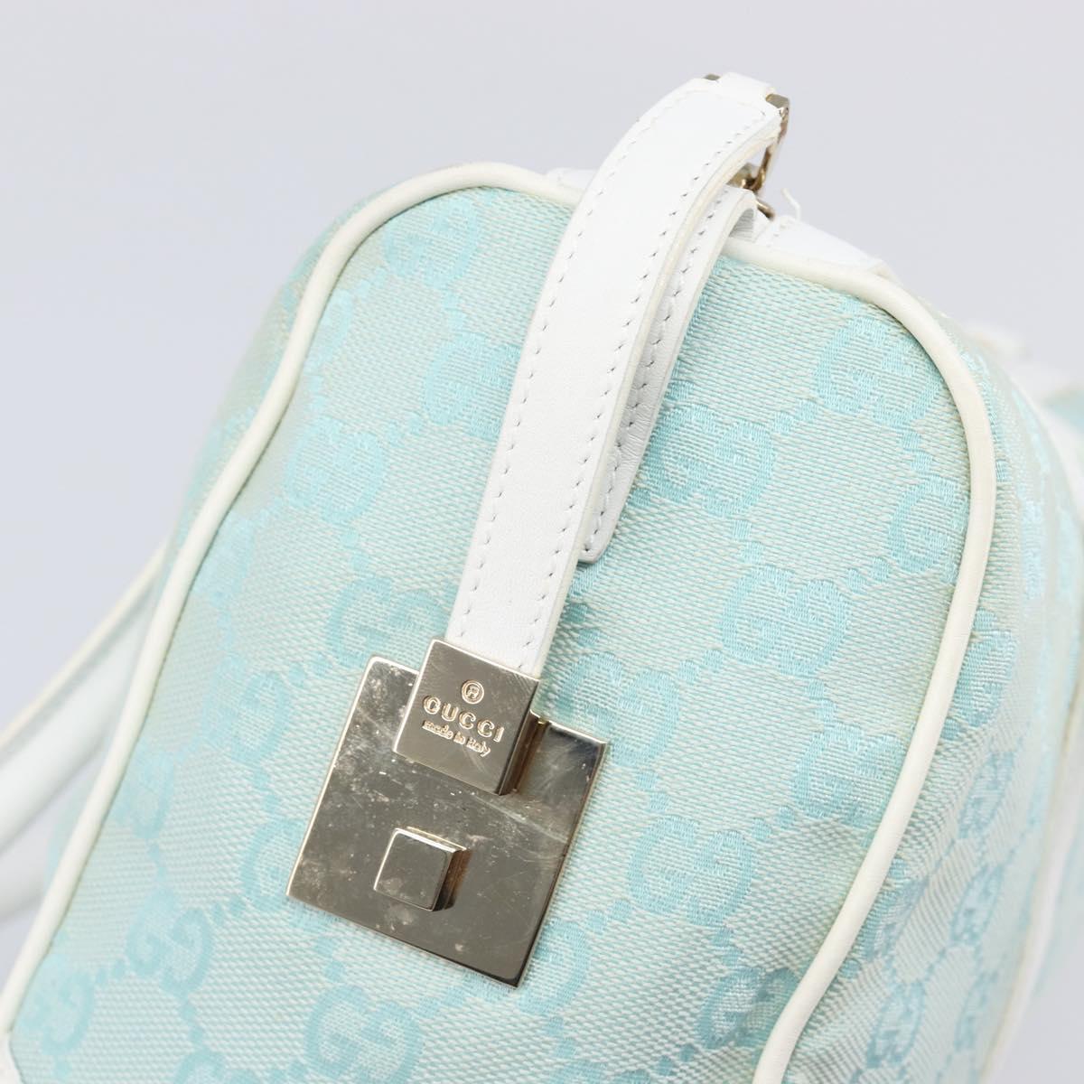 GUCCI GG Canvas Hand Bag Light Blue Gold 000 0851 Auth 206122A