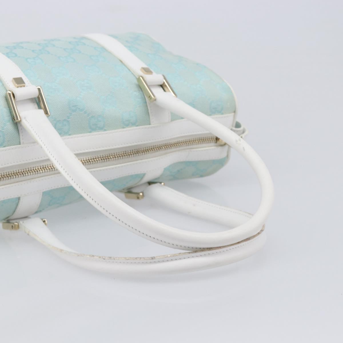 GUCCI GG Canvas Hand Bag Light Blue Gold 000 0851 Auth 206122A