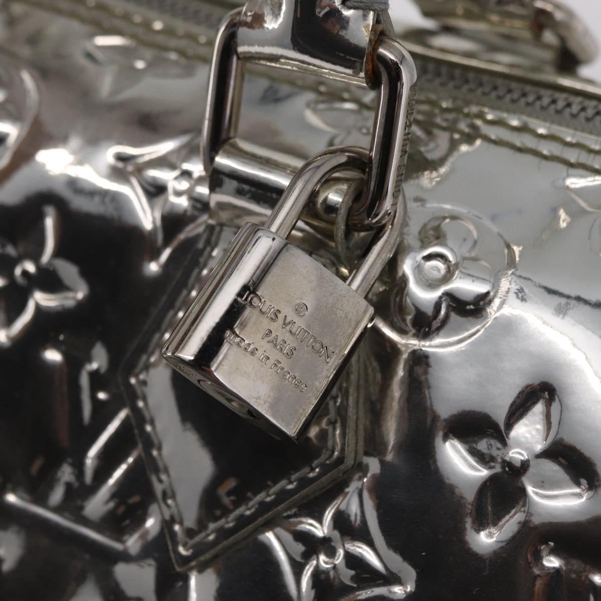 LOUIS VUITTON Monogram Miroir Speedy 30 Bag Silver Argent M95786 Auth 206125SAV