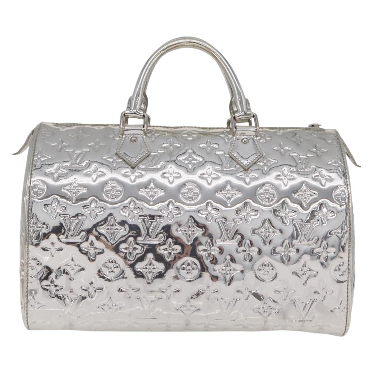 LOUIS VUITTON Monogram Miroir Speedy 30 Bag Silver Argent M95786 Auth 206125SAV