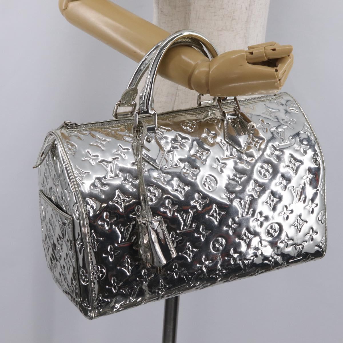 LOUIS VUITTON Monogram Miroir Speedy 30 Bag Silver Argent M95786 Auth 206125SAV