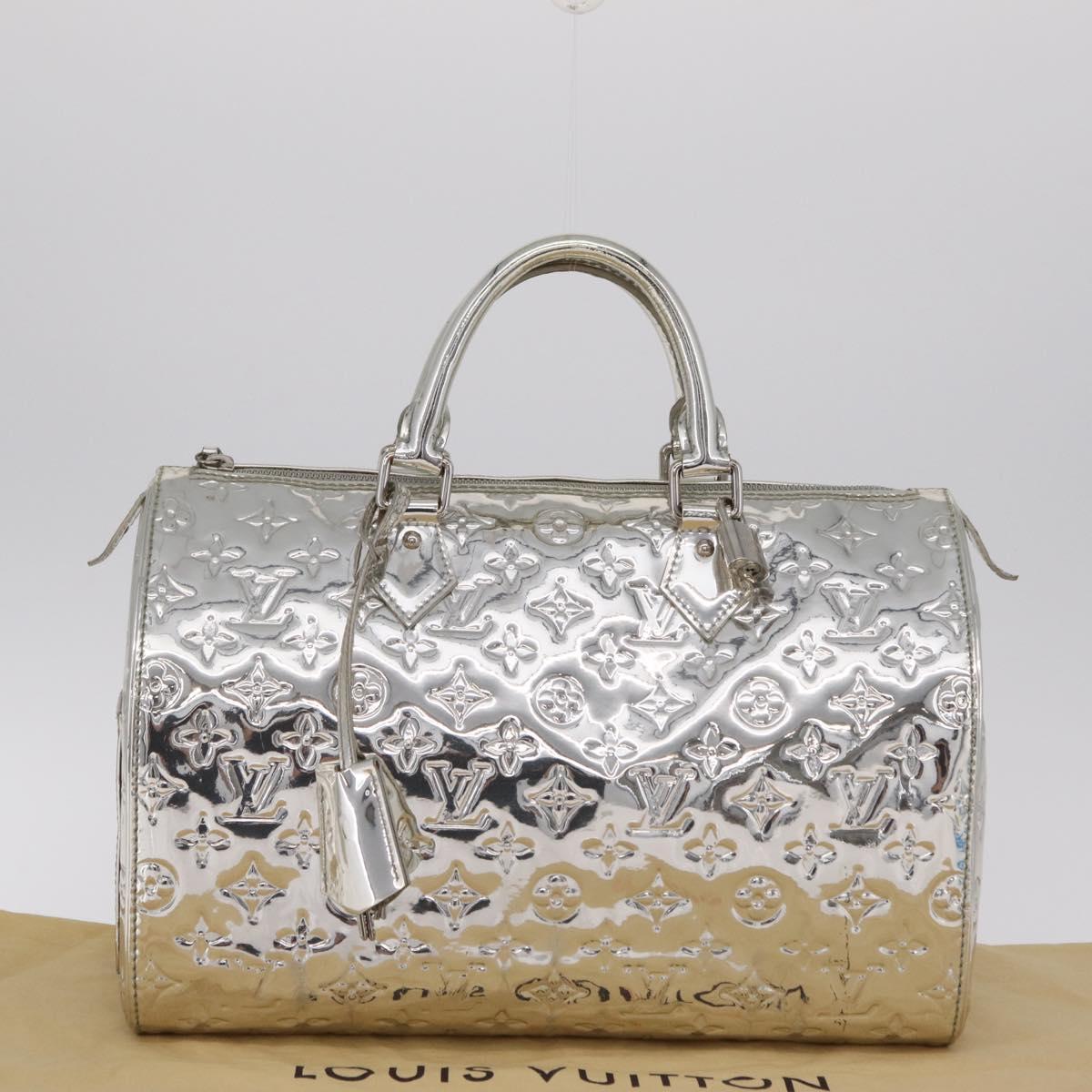 LOUIS VUITTON Monogram Miroir Speedy 30 Bag Silver Argent M95786 Auth 206125SAV