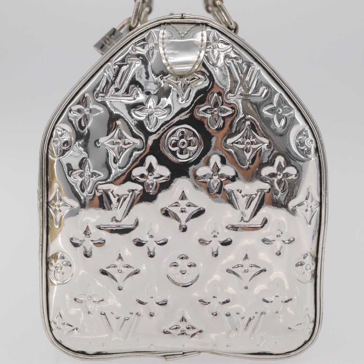 LOUIS VUITTON Monogram Miroir Speedy 30 Bag Silver Argent M95786 Auth 206125SAV
