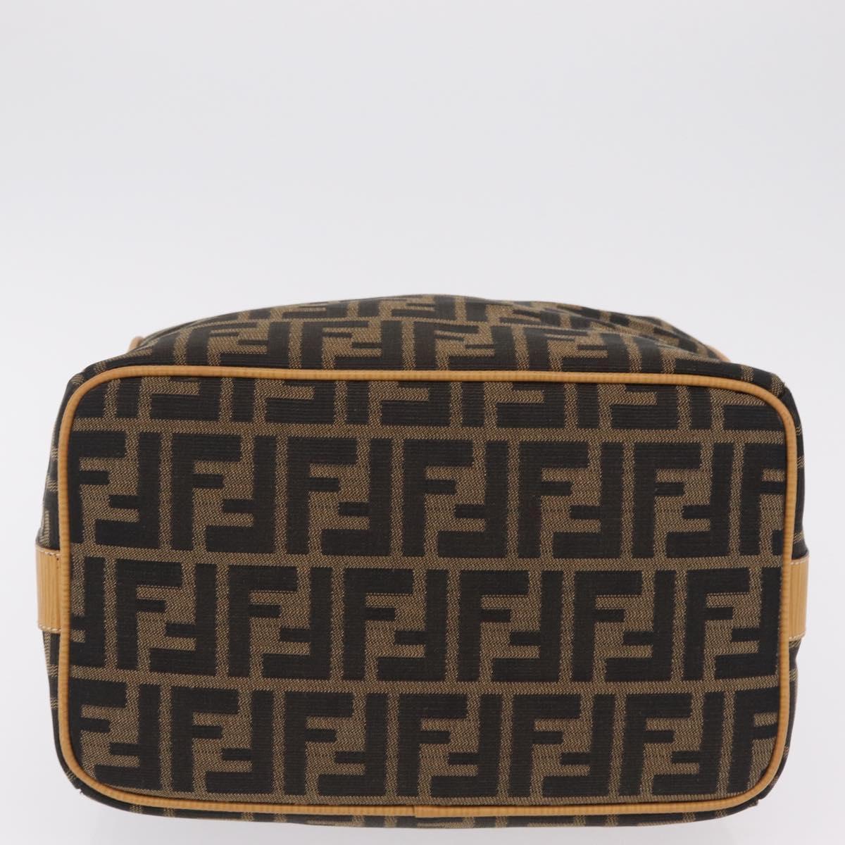 FENDI Zucca Canvas Vanity Hand Bag Black Brown Auth 206127V