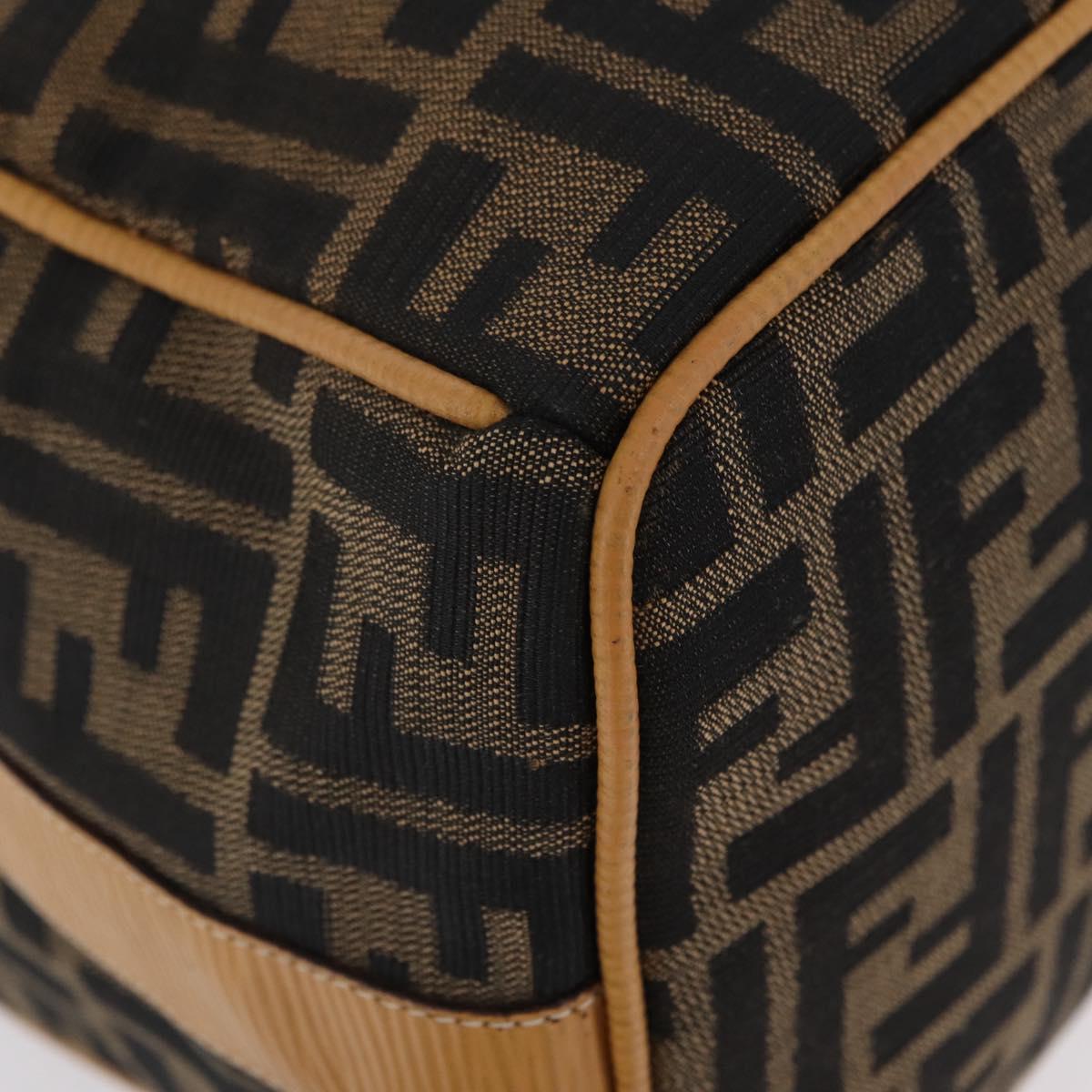 FENDI Zucca Canvas Vanity Hand Bag Black Brown Auth 206127V