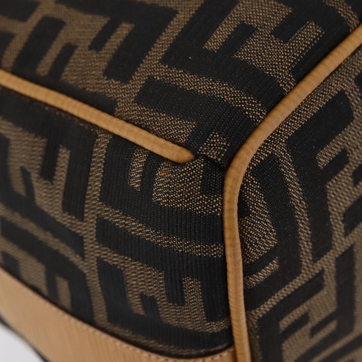 FENDI Zucca Canvas Vanity Hand Bag Black Brown Auth 206127V