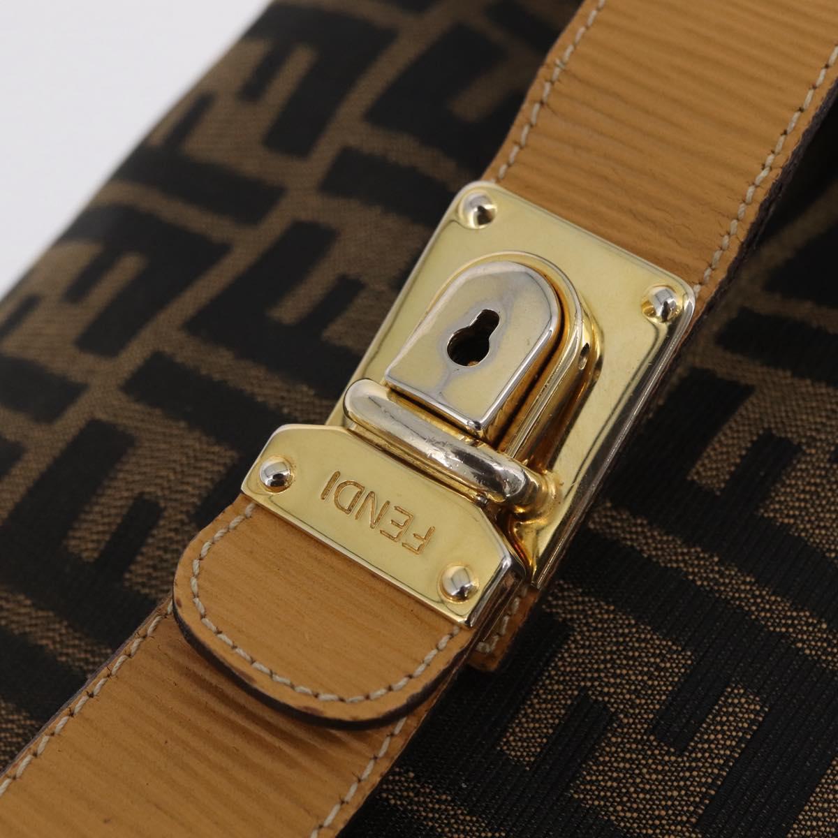 FENDI Zucca Canvas Vanity Hand Bag Black Brown Auth 206127V