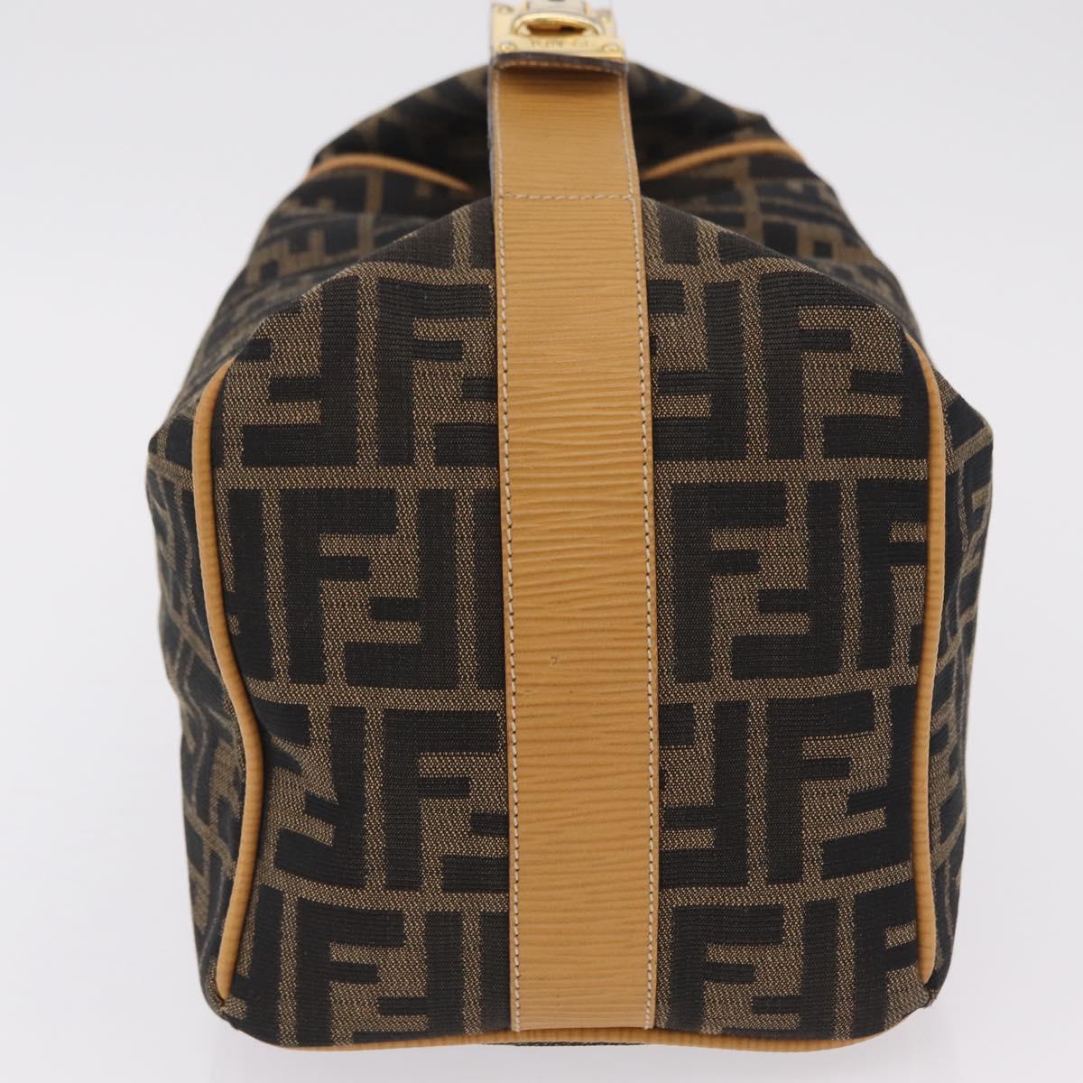 FENDI Zucca Canvas Vanity Hand Bag Black Brown Auth 206127V