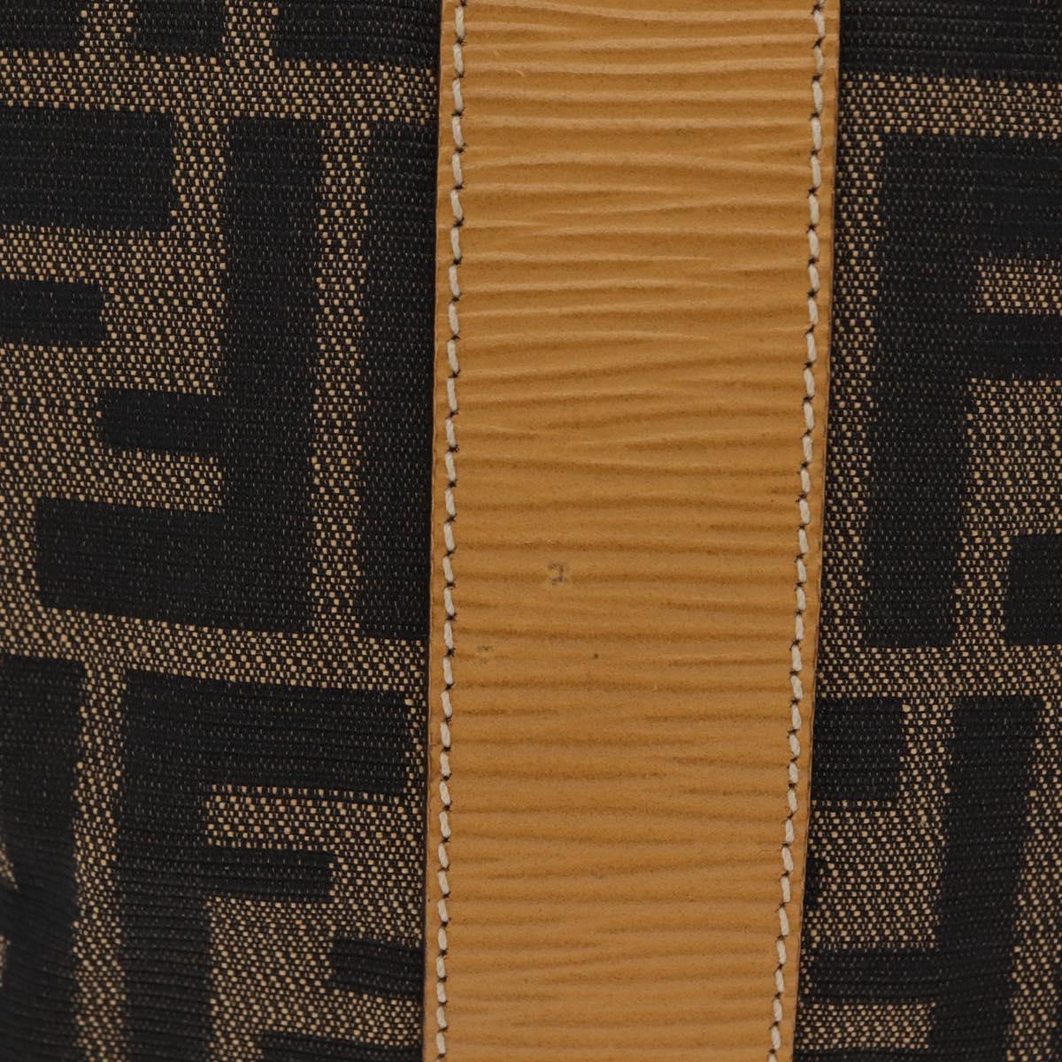 FENDI Zucca Canvas Vanity Hand Bag Black Brown Auth 206127V