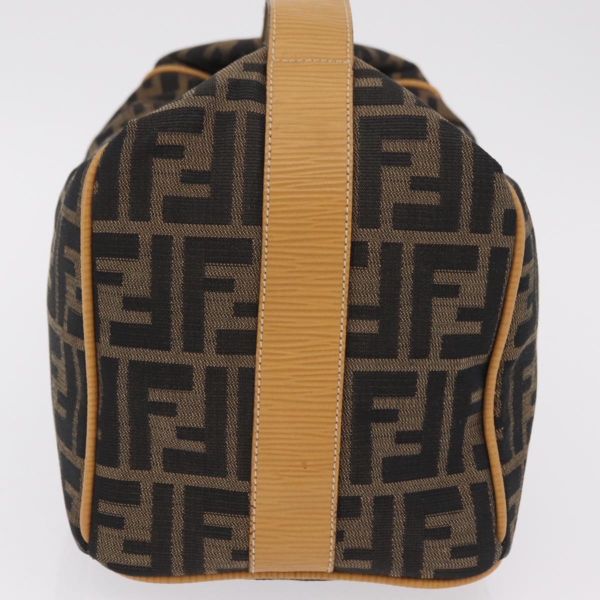 FENDI Zucca Canvas Vanity Hand Bag Black Brown Auth 206127V