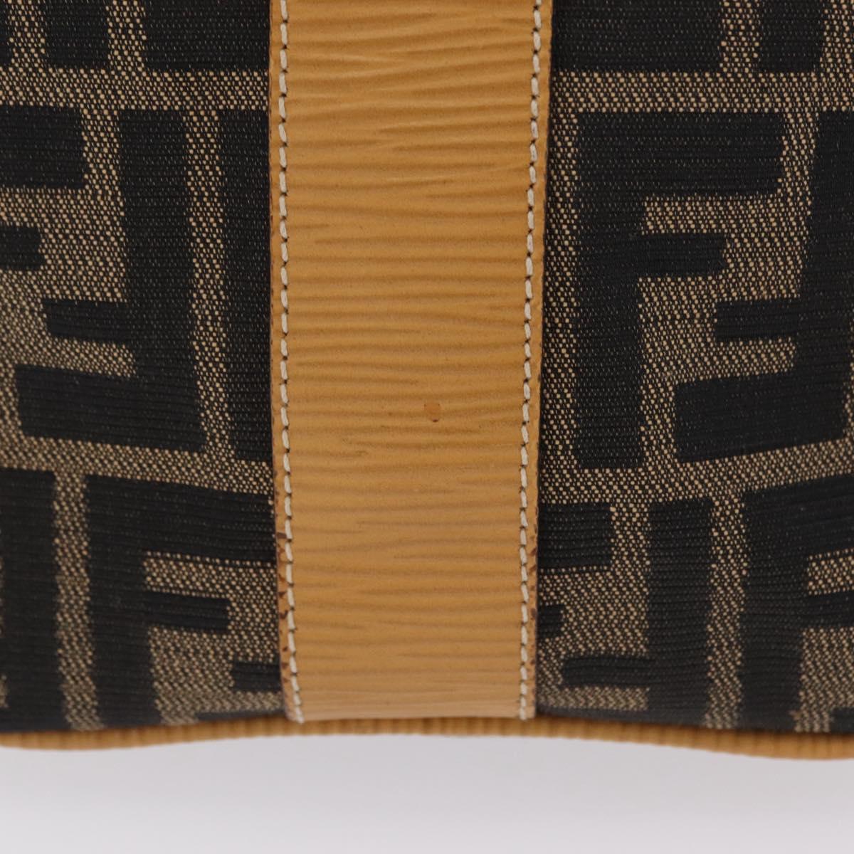 FENDI Zucca Canvas Vanity Hand Bag Black Brown Auth 206127V